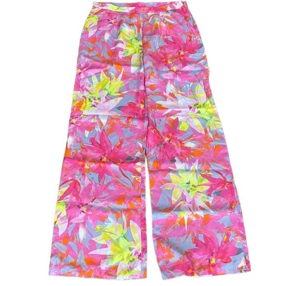 Trina Turk Pants Trousers Wide Leg Pink Floral 8 NWT - Picture 2 of 7